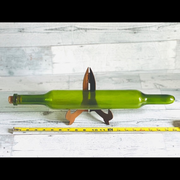 Antique 1800’s Hand Blown Green Glass Rolling Pin 20” w/ CORK - RARE FIND - Picture 4 of 7